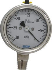 Wika - 2-1/2" Dial, 1/4 Thread, 30 Scale Range, Pressure Gauge - Lower Connection Mount, Accurate to 2-1-2% of Scale - USA Tool & Supply