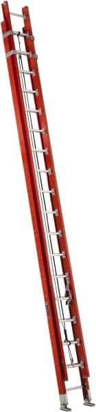 Louisville - 40' High, Type IA Rating, Fiberglass Industrial Extension Ladder - 300 Lb Capacity, 37' Working Length - USA Tool & Supply