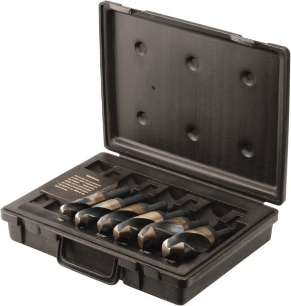 Interstate - 7/8 to 1-1/2", 135° Point, Oxide Finish, Cobalt Reduced Shank Drill Bit Set - USA Tool & Supply