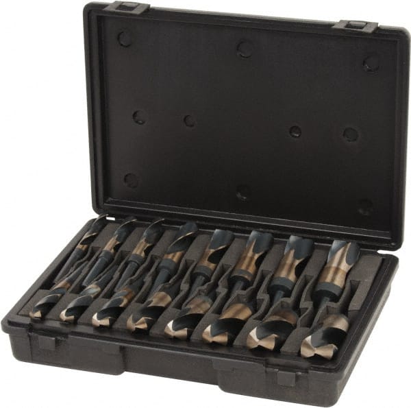 Interstate - 9/16 to 1-1/2", 135° Point, Oxide Finish, Cobalt Reduced Shank Drill Bit Set - USA Tool & Supply