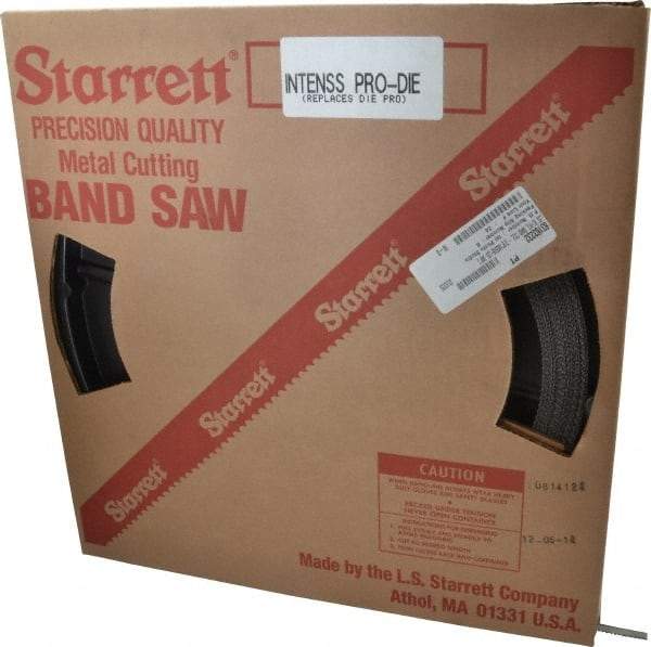 Starrett - 3/8" x 100' x 0.025" Bi-Metal Band Saw Blade Coil Stock - 8 to 12 TPI, Toothed Edge, Straight Form, Raker Set, No Rake Angle, Variable Pitch, Contour Cutting - USA Tool & Supply