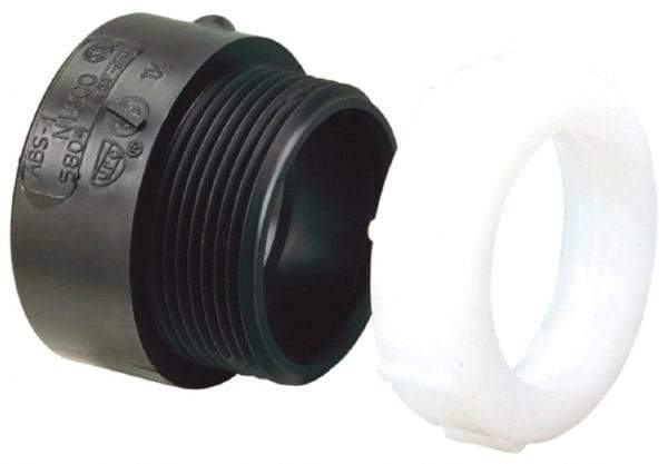 NIBCO - 1-1/2", ABS Drain, Waste & Vent Pipe Trap Adapter - Hub x SJ with Brass Nut - USA Tool & Supply