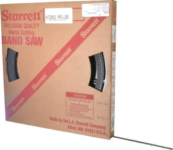 Starrett - 1/2" x 100' x 0.025" Bi-Metal Band Saw Blade Coil Stock - 4 TPI, Toothed Edge, Hook Form, Raker Set, Positive Angle, Constant Pitch, Contour Cutting - USA Tool & Supply