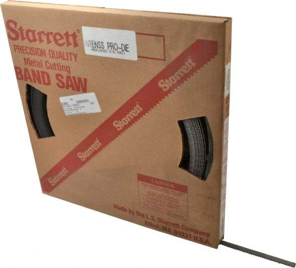 Starrett - 1/2" x 100' x 0.025" Bi-Metal Band Saw Blade Coil Stock - 6 TPI, Toothed Edge, Hook Form, Raker Set, Positive Angle, Constant Pitch, Contour Cutting - USA Tool & Supply