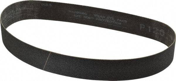 Made in USA - 1-1/8" Wide x 21" OAL, 120 Grit, Silicon Carbide Abrasive Belt - Silicon Carbide, Fine, Coated, X/Y Weighted Cloth Backing, Wet/Dry, Series S181 - USA Tool & Supply