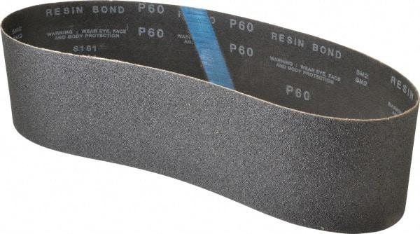 Made in USA - 4" Wide x 36" OAL, 60 Grit, Silicon Carbide Abrasive Belt - Silicon Carbide, Medium, Coated, X/Y Weighted Cloth Backing, Wet/Dry, Series S181 - USA Tool & Supply