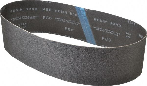 Made in USA - 4" Wide x 36" OAL, 80 Grit, Silicon Carbide Abrasive Belt - Silicon Carbide, Medium, Coated, X/Y Weighted Cloth Backing, Wet/Dry, Series S181 - USA Tool & Supply