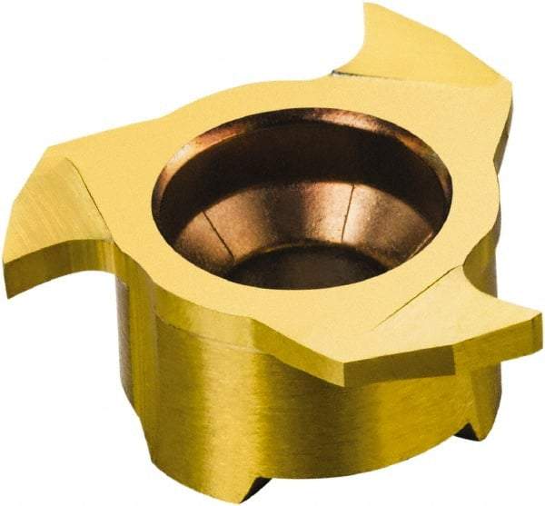 Sandvik Coromant - 327 GM Grade 1025 Carbide Groove Milling Tip Insert - TiCN/TiN Finish, 3 Flutes, 9.7mm Cutting Diam, 1.5mm Depth of Cut, 3.5mm Extension, 0.008" Cnr Rad, 0° Helix - USA Tool & Supply