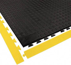 Wearwell - 5' Long x 3' Wide x 5/8" Thick, Anti-Fatigue Modular Matting Ramp Edge - Female, 1 Interlocking Side, Yellow, For Dry Areas, Series 502 - USA Tool & Supply