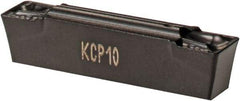 Kennametal - 0405A4G GUP Grade KCP10, 4.05mm Cutting Width Carbide Grooving Insert - 3.4mm Max Depth of Cut, Neutral, 0.4mm Corner Radius, TiCN/Al2O3/TiN Finish - USA Tool & Supply