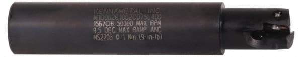 Kennametal - 5/8" Cut Diam, 0.396" Max Depth of Cut, 3/4" Shank Diam, 4" OAL, Indexable Square Shoulder End Mill - EC10.., EP10.. Inserts, Cylindrical Shank, 0° Lead Angle, Through Coolant - USA Tool & Supply