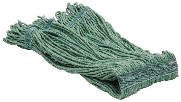 PRO-SOURCE - 5" Green Head Band, Medium PET Loop End Mop Pad - 4 Ply, Quick Change Connection, Use for General Purpose - USA Tool & Supply