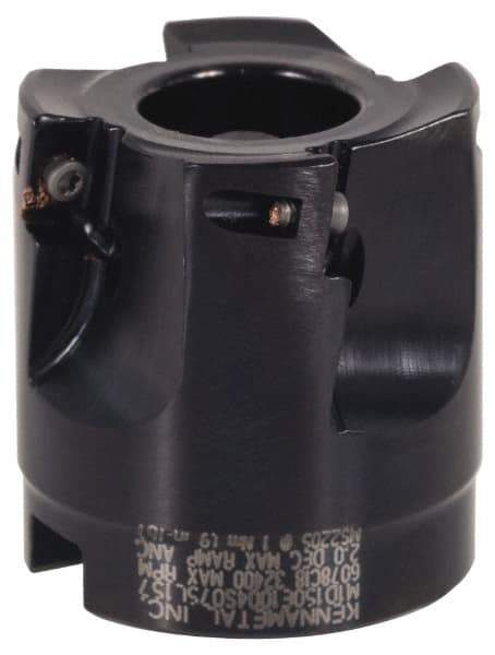 Kennametal - 9 Inserts, 2-1/2" Cut Diam, 3/4" Arbor Diam, 0.389" Max Depth of Cut, Indexable Square-Shoulder Face Mill - 0/90° Lead Angle, 1.575" High, EC10.., EP10.. Insert Compatibility, Series Mill 1-10 - USA Tool & Supply