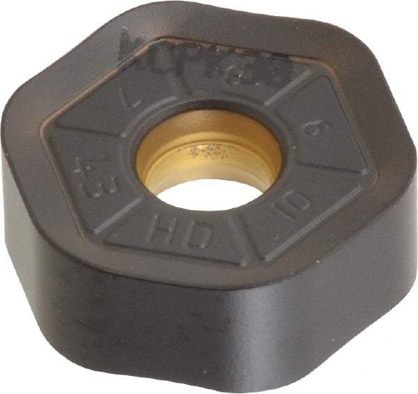 Kennametal - HNPJ53511 HD Grade KCPK30 Carbide Milling Insert - TiN/TiCN/Al2O3 Finish, 0.2142" Thick, 5/8" Inscribed Circle, 4.34mm Corner Radius - USA Tool & Supply