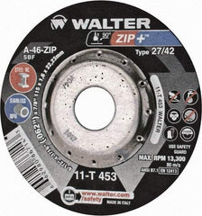 WALTER Surface Technologies - 4-1/2" Wheel Diam, 1/16" Wheel Thickness, 7/8" Arbor Hole, Depressed Center Wheel - Aluminum Oxide/Silicon Carbide Blend, 13,300 Max RPM - USA Tool & Supply