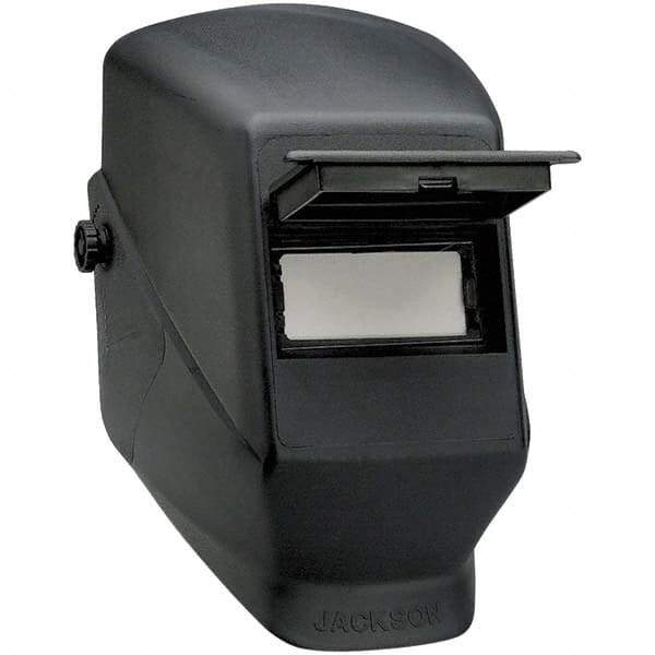 Jackson Safety - 4-1/4" Window Width x 2" Window Height, 10 Shade Fixed Shade Lens, Front Lift Welding Helmet - Black Thermoplastic - USA Tool & Supply