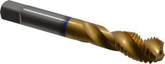 Guhring - M14x2.00 Metric Coarse 3 Flute 6H Modified Bottoming Spiral Flute Tap - Powdered Metal, TiN Finish, 3-19/32" OAL, Right Hand Flute, Right Hand Thread, Series 3909 - USA Tool & Supply