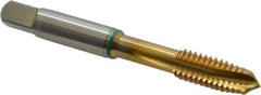 Guhring - 5/16-18 UNC, 3 Flute, TiN Finish, Cobalt Spiral Point Tap - Plug Chamfer, Right Hand Thread, 2-23/32" OAL, 0.71" Thread Length, 0.318" Shank Diam, 2B Class of Fit, Series 3916 - Exact Industrial Supply