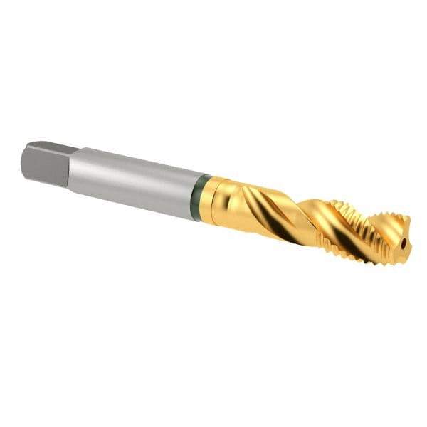Guhring - 1/2-13 UNC 3 Flute 2B Modified Bottoming Spiral Flute Tap - Cobalt, TiN Finish, 3-3/8" OAL, Right Hand Flute, Right Hand Thread, Series 3922 - USA Tool & Supply