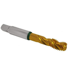 Guhring - 5/8-11 UNC 4 Flute 2B Modified Bottoming Spiral Flute Tap - Cobalt, TiN Finish, 3-13/16" OAL, Right Hand Flute, Right Hand Thread, Series 3922 - USA Tool & Supply