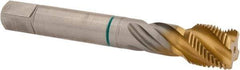 Guhring - 5/8-18 UNF 4 Flute 2B Modified Bottoming Spiral Flute Tap - Cobalt, TiN Finish, 3-13/16" OAL, Right Hand Flute, Right Hand Thread, Series 3922 - USA Tool & Supply