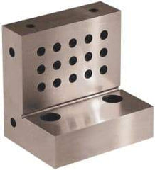 Suburban Tool - 4" Wide x 4" Deep x 3" High Steel Precision-Ground Angle Plate - Standard Plate, Machined Holes on Surface, Open End, 1-1/8" Thick, Single Plate - USA Tool & Supply