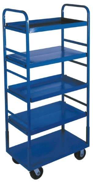 Win-Holt - 1,000 Lb Capacity, 22" Wide x 72" High Standard Utility Cart - 5 Shelf, Steel, 2 Rigid/2 Swivel Casters - USA Tool & Supply