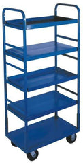 Win-Holt - 1,000 Lb Capacity, 22" Wide x 72" High Standard Utility Cart - 5 Shelf, Steel, 2 Rigid/2 Swivel Casters - USA Tool & Supply