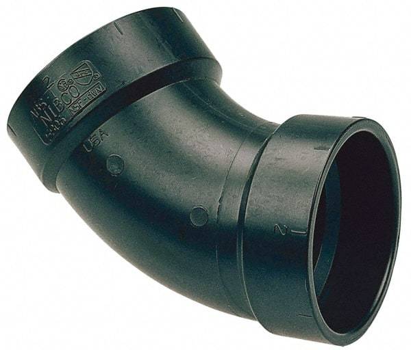 NIBCO - 4", ABS Drain, Waste & Vent Pipe 45 Elbow - Hub x Hub - USA Tool & Supply