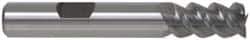 Accupro - 1", 4" LOC, 1" Shank Diam, 6-1/2" OAL, 3 Flute, Powdered Metal Square End Mill - Single End, TiCN Finish, Spiral Flute, 42° Helix, Centercutting, Right Hand Cut, Right Hand Flute - USA Tool & Supply
