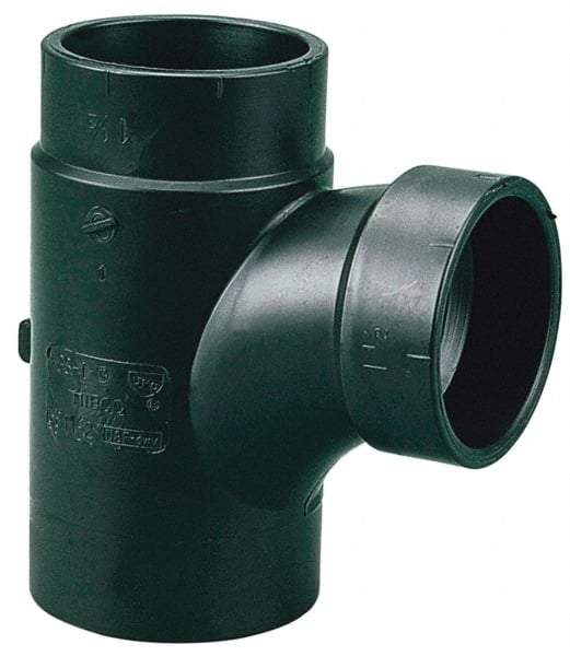 NIBCO - 3 x 3 x 1-1/2", ABS Drain, Waste & Vent Pipe Sanitary Street Tee - Spig x Hub x Hub - USA Tool & Supply