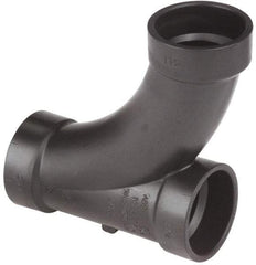 NIBCO - 3 x 3 x 2", ABS Drain, Waste & Vent Pipe Long Radius TY - Hub x Hub x Hub - USA Tool & Supply
