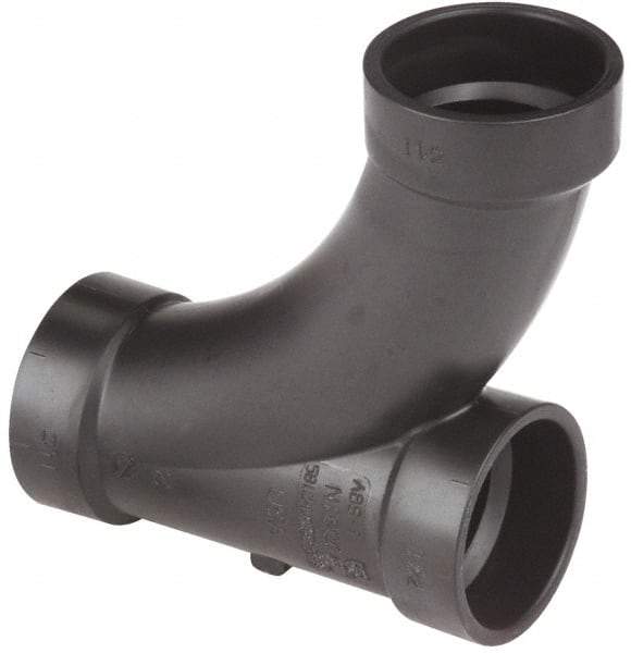 NIBCO - 4 x 4 x 2", ABS Drain, Waste & Vent Pipe Long Radius TY - Hub x Hub x Hub - USA Tool & Supply