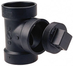 NIBCO - 3", ABS Drain, Waste & Vent Pipe Test Tee - Hub x Hub x CO with Plug - USA Tool & Supply
