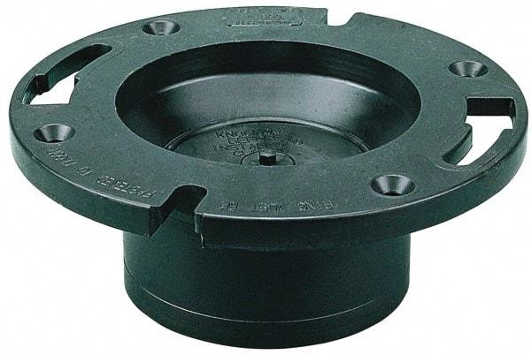 NIBCO - 4" Pipe, 5-3/8" OD, ABS Closet Flange with Knockout Test Plug - 180° Max Working Temp, Hub End Connections - USA Tool & Supply