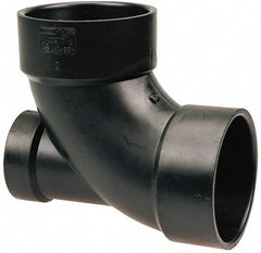 NIBCO - 4 x 4 x 2", ABS Drain, Waste & Vent Pipe 90 Elbow with Low Heel Inlet - Hub x Hub x Hub - USA Tool & Supply