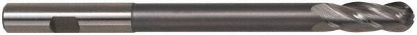 Hertel - 1/2" Diam, 1-1/4" LOC, 4 Flute High Speed Steel Ball End Mill - TiN Finish, Single End, 6" OAL, 1/2" Shank Diam - USA Tool & Supply