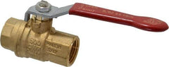 Value Collection - 1/2" Pipe, Full Port, Brass UL Listed Ball Valve - 1 Piece, Inline - One Way Flow, FNPT x FNPT Ends, Lever Handle, 600 WOG, 150 WSP - USA Tool & Supply