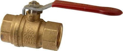 Value Collection - 1" Pipe, Full Port, Brass UL Listed Ball Valve - 1 Piece, Inline - One Way Flow, FNPT x FNPT Ends, Lever Handle, 600 WOG, 150 WSP - USA Tool & Supply