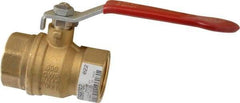 Value Collection - 1-1/4" Pipe, Full Port, Brass UL Listed Ball Valve - 1 Piece, Inline - One Way Flow, FNPT x FNPT Ends, Lever Handle, 600 WOG, 150 WSP - USA Tool & Supply