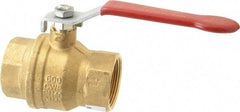 Value Collection - 1-1/2" Pipe, Full Port, Brass UL Listed Ball Valve - 1 Piece, Inline - One Way Flow, FNPT x FNPT Ends, Lever Handle, 600 WOG, 150 WSP - USA Tool & Supply