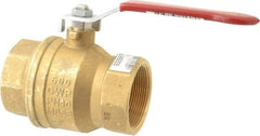 Value Collection - 2" Pipe, Full Port, Brass UL Listed Ball Valve - 1 Piece, Inline - One Way Flow, FNPT x FNPT Ends, Lever Handle, 600 WOG, 150 WSP - USA Tool & Supply