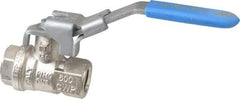 Value Collection - 1/4" Pipe, Full Port, Brass UL Listed Ball Valve - 1 Piece, Inline - One Way Flow, FNPT x FNPT Ends, Locking Lever Handle, 600 WOG - USA Tool & Supply