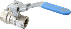 Value Collection - 3/8" Pipe, Full Port, Brass UL Listed Ball Valve - 1 Piece, Inline - One Way Flow, FNPT x FNPT Ends, Locking Lever Handle, 600 WOG - USA Tool & Supply
