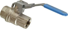 Value Collection - 1/2" Pipe, Full Port, Brass UL Listed Ball Valve - 1 Piece, Inline - One Way Flow, FNPT x FNPT Ends, Locking Lever Handle, 600 WOG - USA Tool & Supply