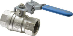 Value Collection - 1" Pipe, Full Port, Brass UL Listed Ball Valve - 1 Piece, Inline - One Way Flow, FNPT x FNPT Ends, Locking Lever Handle, 600 WOG - USA Tool & Supply