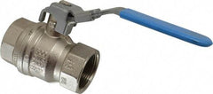 Value Collection - 1-1/4" Pipe, Full Port, Brass UL Listed Ball Valve - 1 Piece, Inline - One Way Flow, FNPT x FNPT Ends, Locking Lever Handle, 600 WOG - USA Tool & Supply