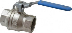 Value Collection - 1-1/2" Pipe, Full Port, Brass UL Listed Ball Valve - 1 Piece, Inline - One Way Flow, FNPT x FNPT Ends, Locking Lever Handle, 600 WOG - USA Tool & Supply