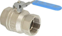 Value Collection - 2" Pipe, Full Port, Brass UL Listed Ball Valve - 1 Piece, Inline - One Way Flow, FNPT x FNPT Ends, Locking Lever Handle, 600 WOG - USA Tool & Supply