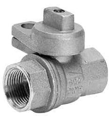 Value Collection - 1" Pipe, Brass, Straight without Side Tap, Gas Ball Valve - 600 psi WOG Rating, Locking Cap Handle, FNPT x FNPT End Connections, 1 Piece - USA Tool & Supply